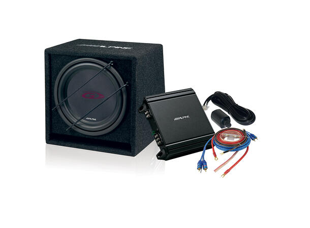 Alpine SBG-30KIT basspakke 800W 12" i kasse m/kabler og 250W forsterker